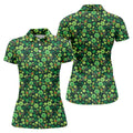 Shamrock St Patrick's Day Dark Green Golf Shirt, Women's Golf Tops, Ladies Golf Polos, Women's Polo Shirt