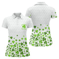 Shenanigans Coordinator Golf Ball Pattern St Patrick Day White Golf Shirt, Women's Golf Tops, Ladies Golf Polos