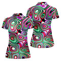 Pink And Green Fluid Art Cool Golf Shirt, Women's Golf Tops, Ladies Golf Shirts, Women's Polo Shirt