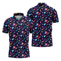 Retro Memphis Geometric Pattern Golf Polo Shirt, Men's Golf Polo, Golf Polo Shirts For Men