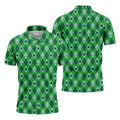 Lucky Four Leaf Clover Golf Ball Pattern Argyle Pattern St Patrick's Day Golf Shirt, Polo Shirts For Men
