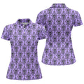 Purple Demon Face And Bat Halloween Polo Shirt, Golf Polo For Women, Ladies Golf Shirts