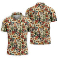 Day Of The Dead Sugar Skull Floral Polo Shirt, Mens Golf Polo, Hawaiian Golf Shirt