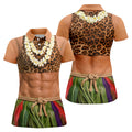 Hawaiian Hula Costume Muscle Polo Shirt, Women's Summer Shirts, Funny Shirts For Women