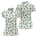 T-Rex Bunny Colorful Easter Egg Women Golf Top, Fun Women's Golf Shirts, Ladies Golf Shirts