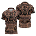 Maori Tattoo Pattern with Traditional Tiki Mask Hawaiian Golf Polo, Golf Tops For Men, Golfing Apparel