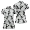 Vintage Golfing Dogs Pattern Golf Polo Shirt, Women’s Golf Polo, Golf Tops For Women