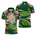 Christmas Winking Santa Golf Polo Shirt, Christmas Golf Shirt, Mens Golf Apparel