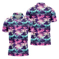 Tropical Palm Tree Golf Shirt, Men’s Golf Polo Shirt, Hawaiian Polo Shirt, Summer Beach Polo For Men