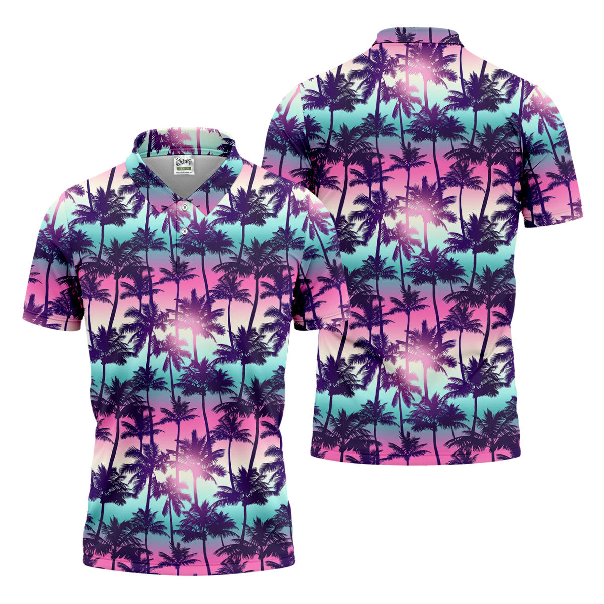 Tropical Palm Tree Golf Shirt, Men’s Golf Polo Shirt, Hawaiian Polo Shirt, Summer Beach Polo For Men