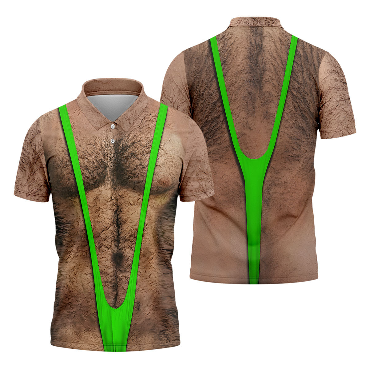 Funny Hairy Chest Green Suspender Golf Shirt, Funny Golf Shirt, Men's Golf Shirt, Polo Shirts For Men (Copy)