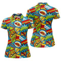 Funny Comic Pop Art Hawaiian Golf Shirt, Ladies Golf Tops, Golf Shirts For Women