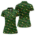 St Patrick's Day Leprechaun Golf Pose Irish Flags Shamrock Golf Shirt, Women's Golf Shirts, Ladies Golf Polos