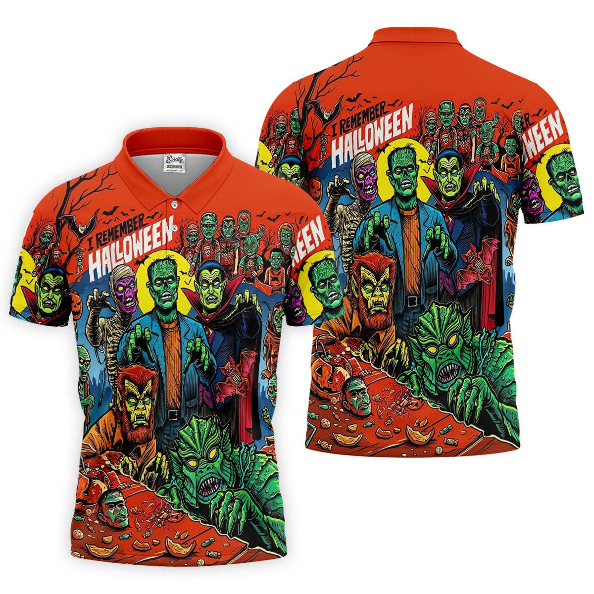 I Remember Halloween Classic Monster Golf Polo Shirt, Men's Golf Shirts, Hawaiian Golf Shirt