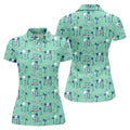 Astronaut Golfing Space Themed Tropical Golf Shirt, Women's Golf Tops, Ladies Golf Shirt