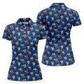 Christmas Characters Golf And Beer Navy Women's Funny Golf Shirts, Christmas Golf Shirt, Polo Shirts For Women
