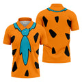 Orange Blue Stone Age Hawaiian Golf Shirt, Mens Golf Apparel, Golf Polo Shirts For Men
