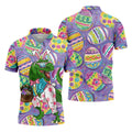 T-Rex Bunny Painted Easter Eggs Golf Shirts For Men, Men's Funny Golf Shirts, Polo Shirts For Men