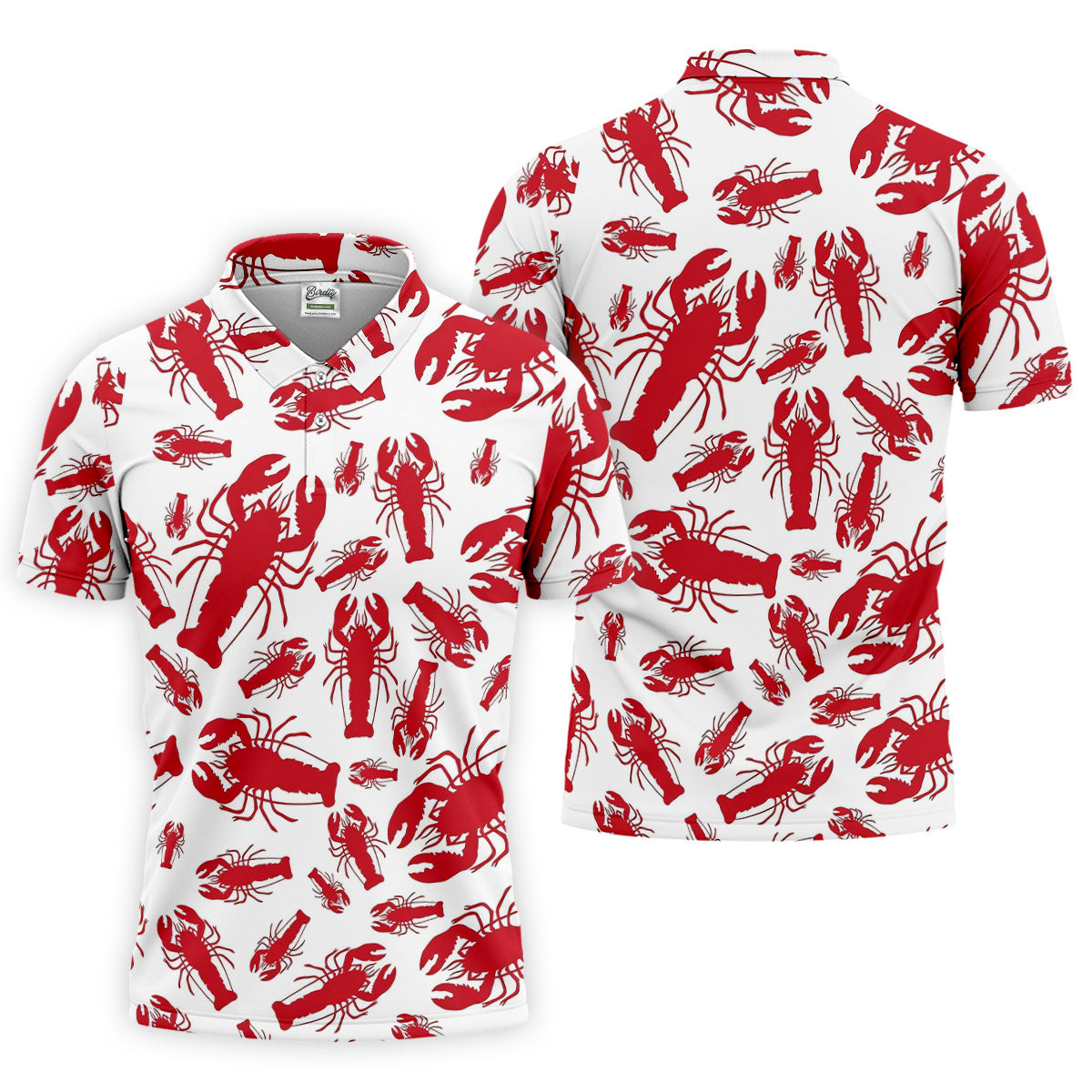 Lobster Pattern Vintage Hawaiian Golf Shirt, Men's Golf Shirt, Polo Shirts For Men