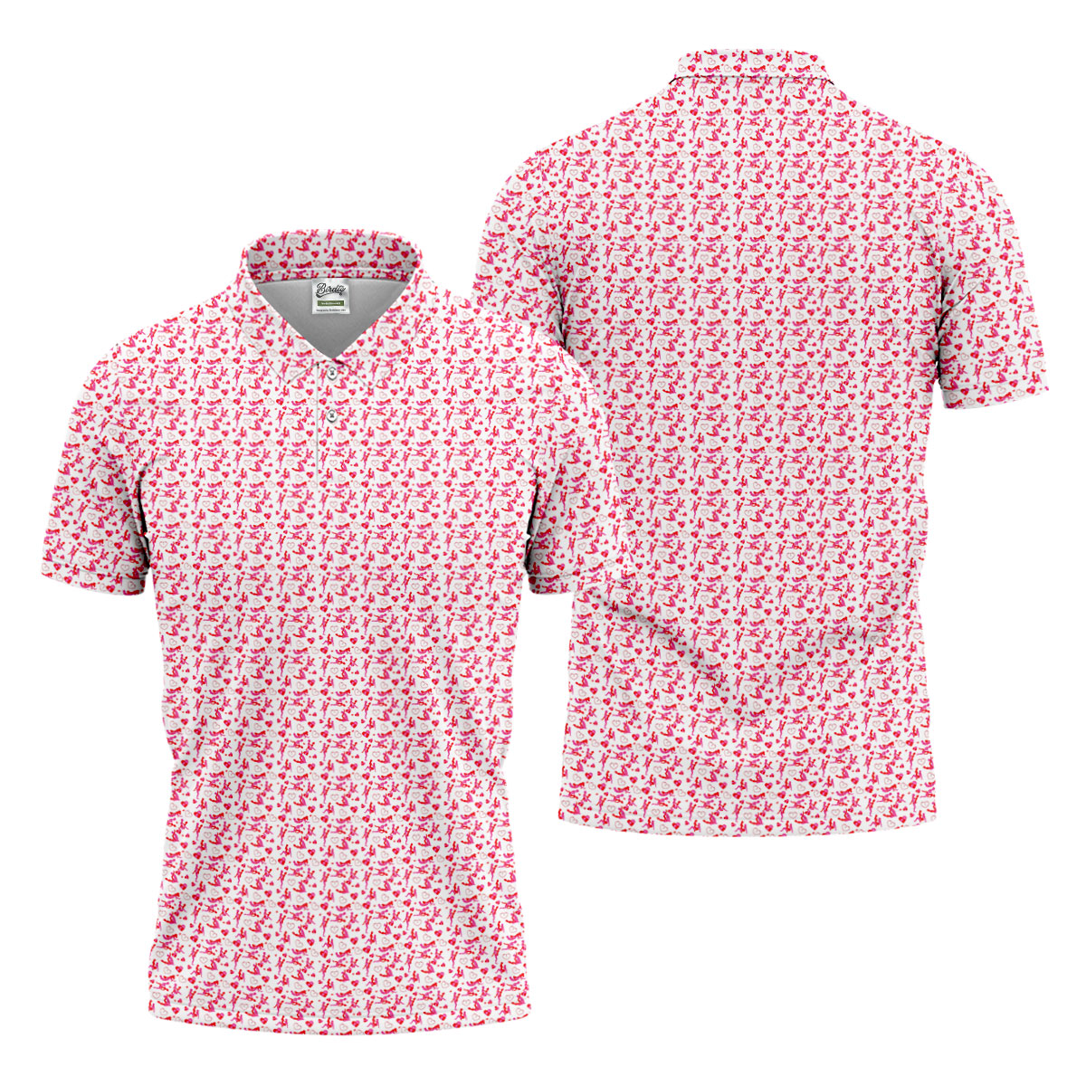 Naughty Couple Hot Positions Fun Golf Shirts For Men, Valentines Golf Gift, Polo Shirts For Men