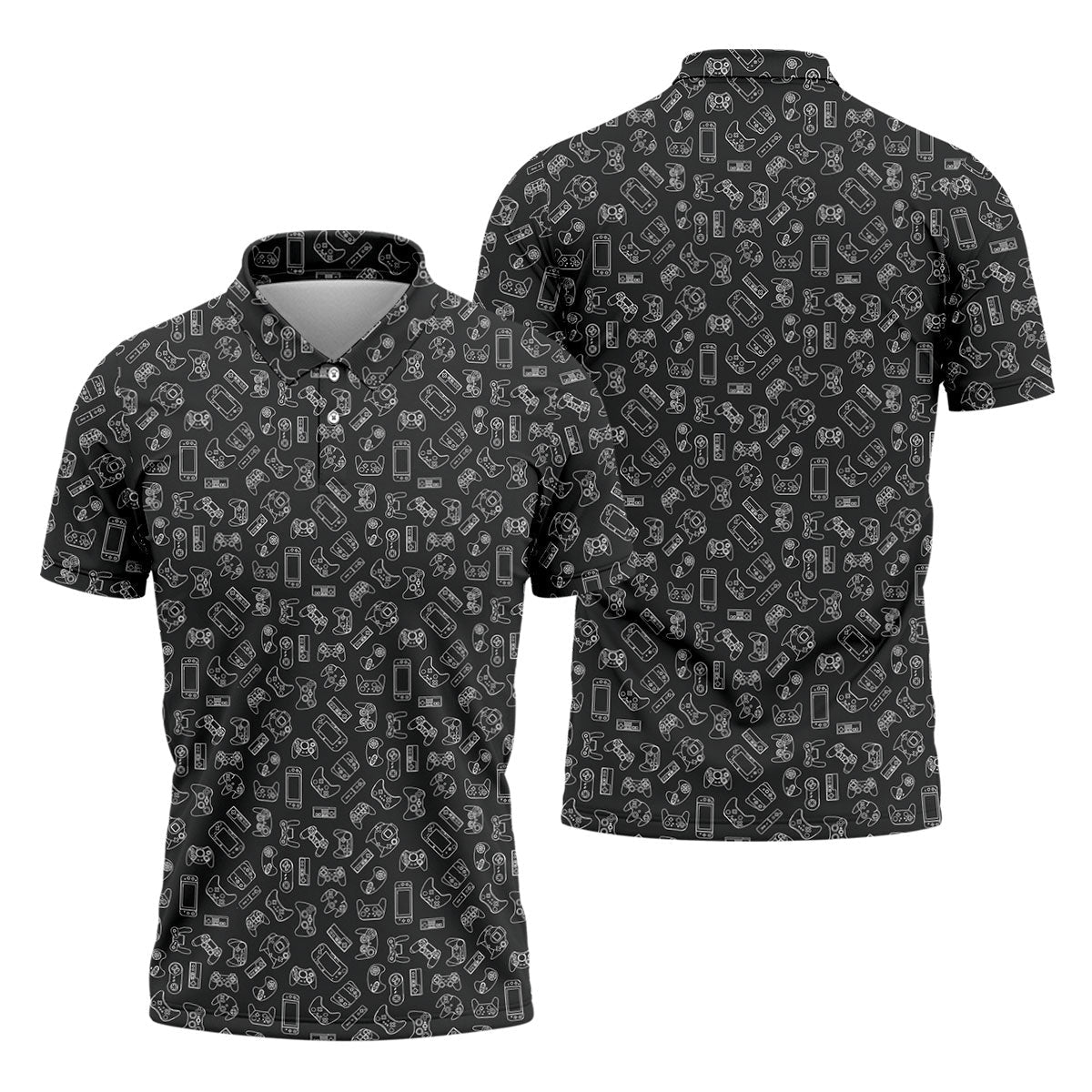 Video Game Controller Seamless Pattern Hawaiian Golf Shirt, Men's Golf Shirt, Polo Shirts For Men