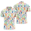 Cancer Sucks Multicolor Awareness Ribbon Polo Shirt, Mens Golf Polo, Printed Golf Shirts