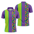 Fleur De Lis Argyle Pattern Purple Green Gold Stripes Golf Tops For Men, Polo Shirts For Men, Golf Shirts For Men