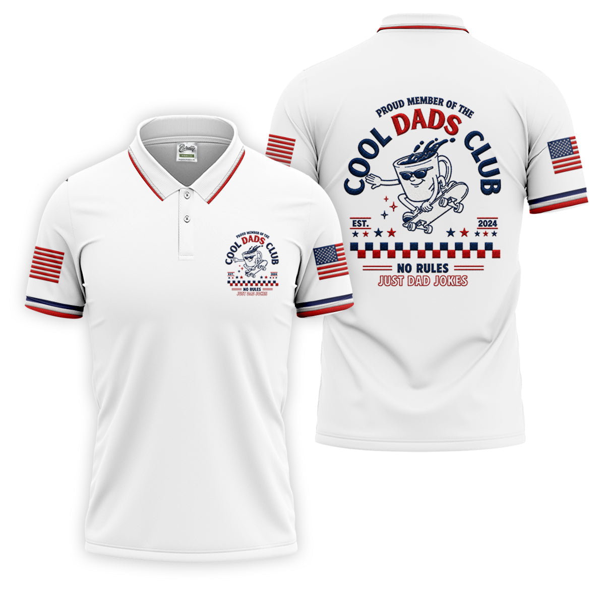 Cool Dads Club All-Over Print Polo Shirt, Golf Tops For Men, Golfing Apparel
