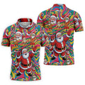 Funny Tropical Santa Christmas Polo Shirt, Mens Golf Polo, Christmas Shirts For Men