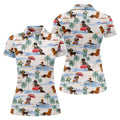 Tropical Dachshund Beach Pattern Hawaiian Golf Polo, Golf Tops For Women, Golfing Apparel
