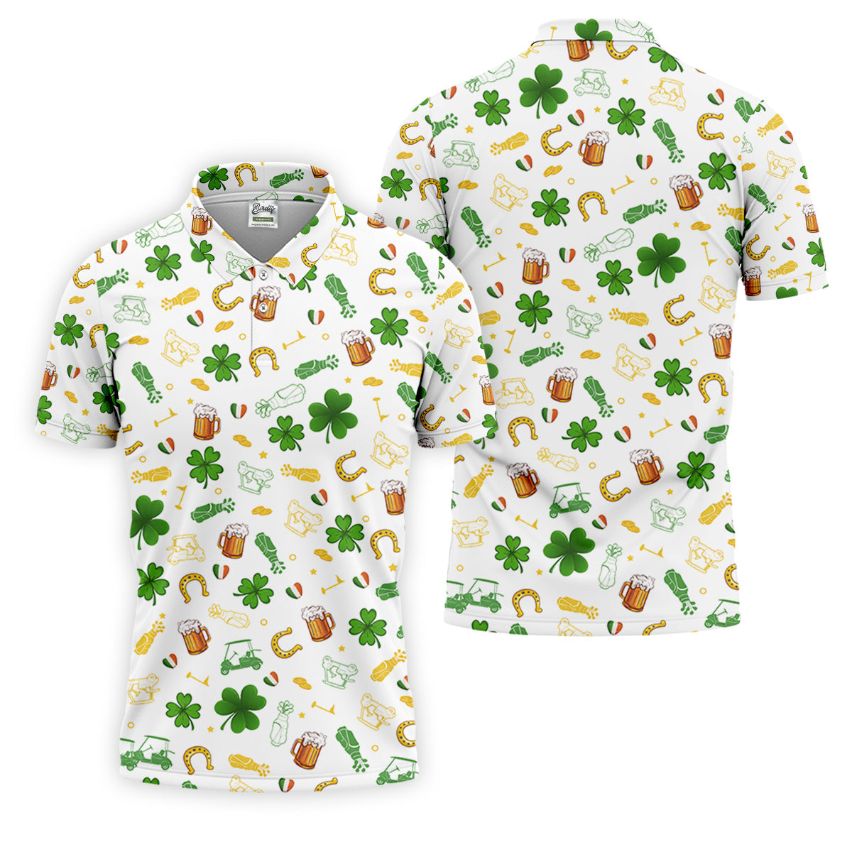 St Patrick's Day Beer Golden Horseshoes Shamrock Golf Shirt, Polo Shirts For Men, Golf Shirts For Men