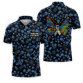 It's Okay To Be Different Autism Awareness Black And Blue Puzzle Pattern Golf Tops For Men, Polo Shirts For Men