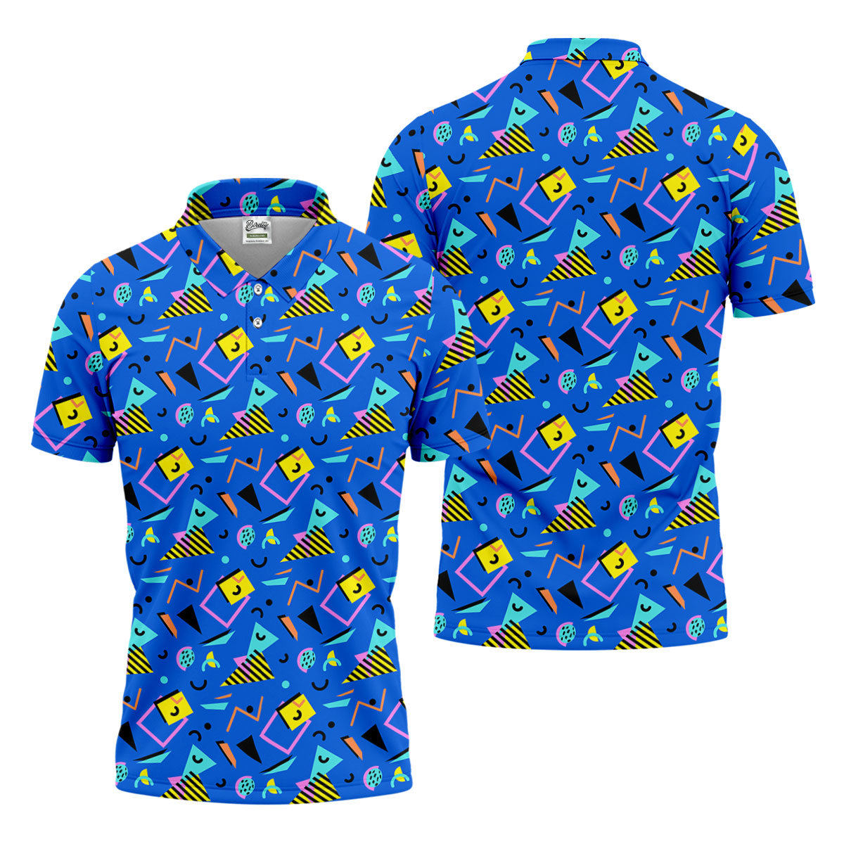 Playful Geometric Memphis Style Golf Tops For Men, Polo Shirts For Men, Golf Shirts For Men
