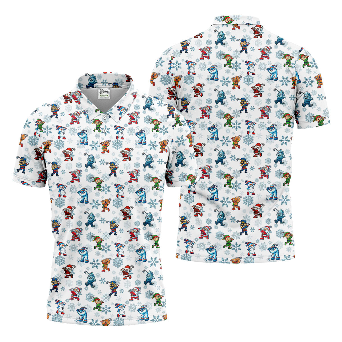 Christmas Characters Golf Pose Funny Golf Shirts, Christmas Golf Shirt, Couple Golf Shirt, Matching Golf Shirt