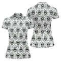 Sugar Skull Paisley Pattern Golf Polo Shirt, Ladies Golf Shirts, Women's Golf Apparel