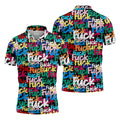 Bold Colorful Fuck Graffiti Typography Golf Shirt, Men's Golf Shirt, Golf Apparel For Men