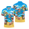 Santa Claus Surfing Summer Beach Party Golf Shirt, Xmas In July Mens Golf Polo, Christmas Golf Shirts