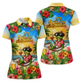 Funny Tropical Frog Drinking Hawaiian Golf Shirt, Golf Polo For Women, Printed Golf Shirt