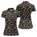 Neon Cats Tropical Vibe Women's Golf Tops, Cute Golf Outfit, Ladies Golf Shirts, Golf Shirt For Women