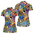 Blue And Yellow Fluid Art Cool Golf Shirt, Women's Golf Tops, Ladies Golf Shirts, Women's Polo Shirt