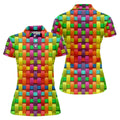 Colorful Interlaced Ribbon Pattern Hawaiian Golf Polo, Golf Tops For Women, Golfing Apparel
