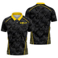 Abstract Triangle Black Yellow Golf Tops For Men, Father's Day Golf Gift, Polo Shirts For Men