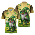 Happy St Patrick's Day Shamrock Gnome Golf And Beer Polo Shirts For Men, Golf Shirts For Men