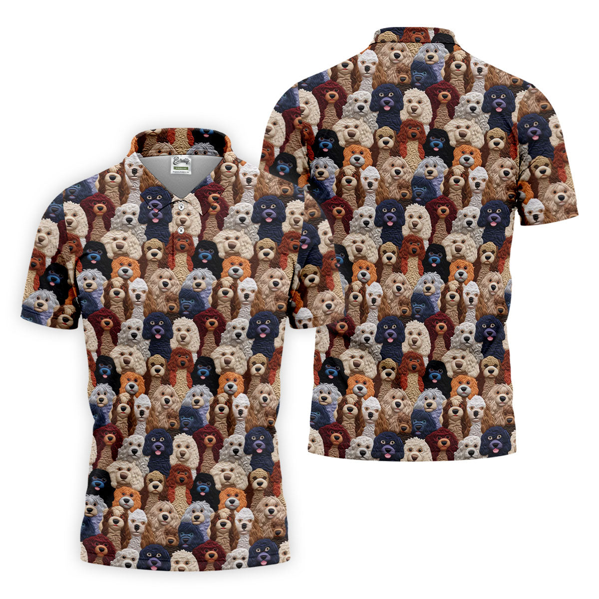 Cartoon Poodle Dog Men's Golf Polo Shirts, Gifts For Dog Lovers, Polo Shirts For Men
