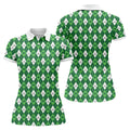 St Patrick's Day Shamrock Argyle Pattern Green And White Argyle Golf Shirt, Women's Golf Tops, Ladies Golf Polos