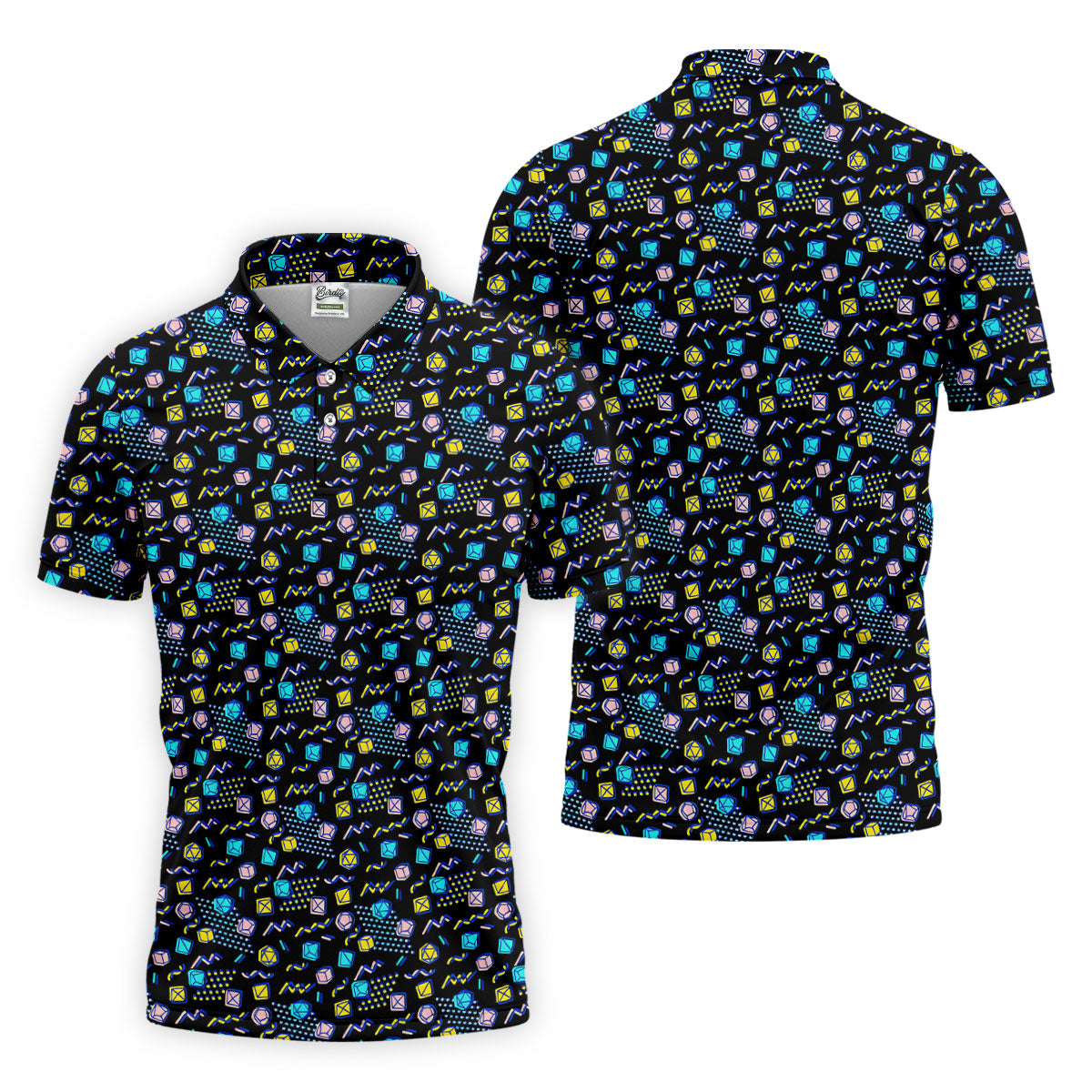 90s Dice Memphis Style Black Golf Shirt, Cute Golf Shirt, Polo Shirts For Men, Golf Shirts For Men