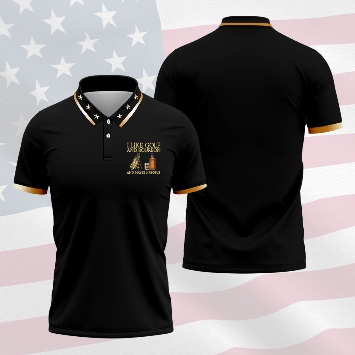 I Like Golf And Bourbon Black Golf Shirt, Golf And Whiskey Golf Shirts For Men, Men's Funny Golf Shirts