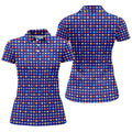 Funny Peach Emoji Pattern Golf Polo Shirt, Women's Golf Polo, Printed Golf Shirt