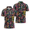 Dark Tropical Disc Golf Basket Polo Shirt, Printed Golf Shirts, Golf Apparel For Men