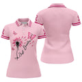 Just Breathe Butterfly Pink Ribbon Breast Cancer Polo Shirt, Golf Polo For Women